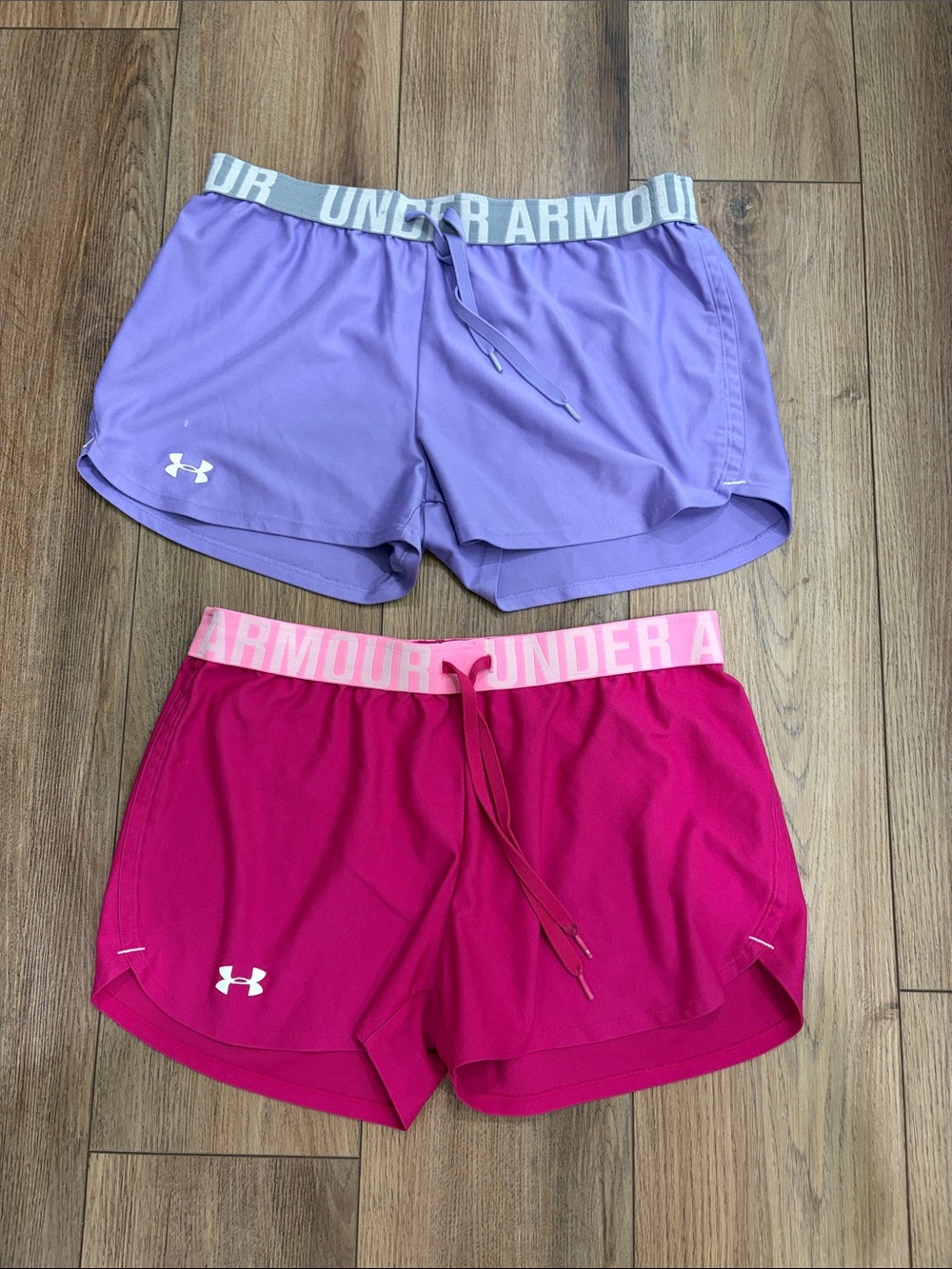 Under Armour Women's Athletic Shorts - Lavender & Hot Pink | size medium